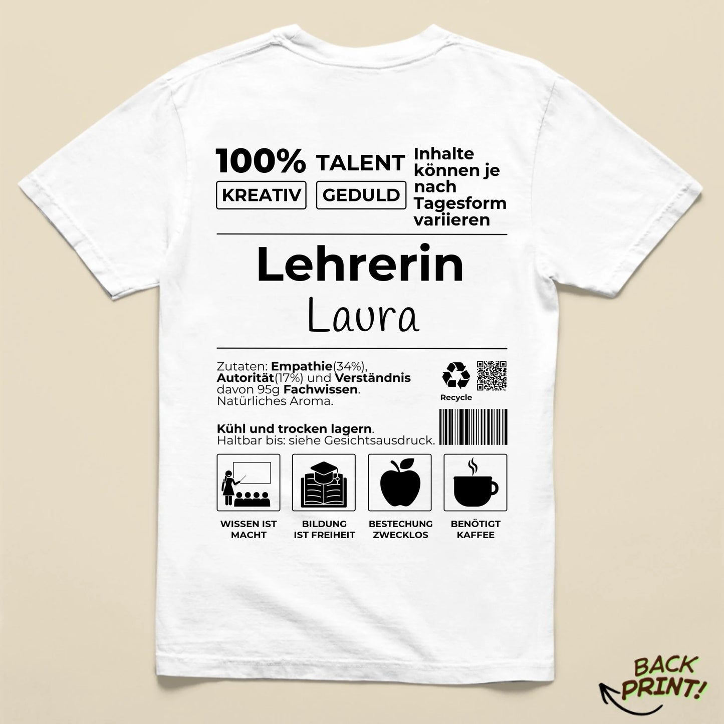 Personalisiertes "Lehrerin" T-Shirt