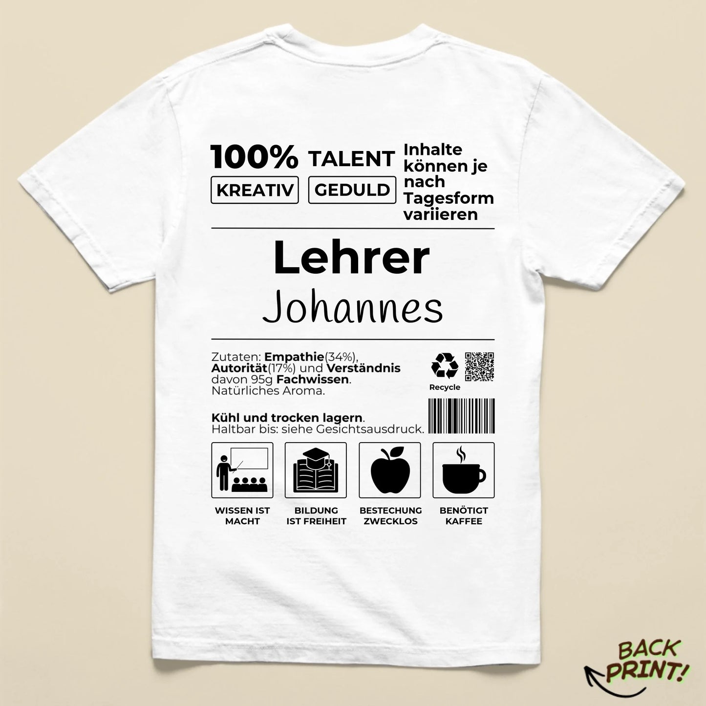 Personalisiertes "Lehrer" T-Shirt
