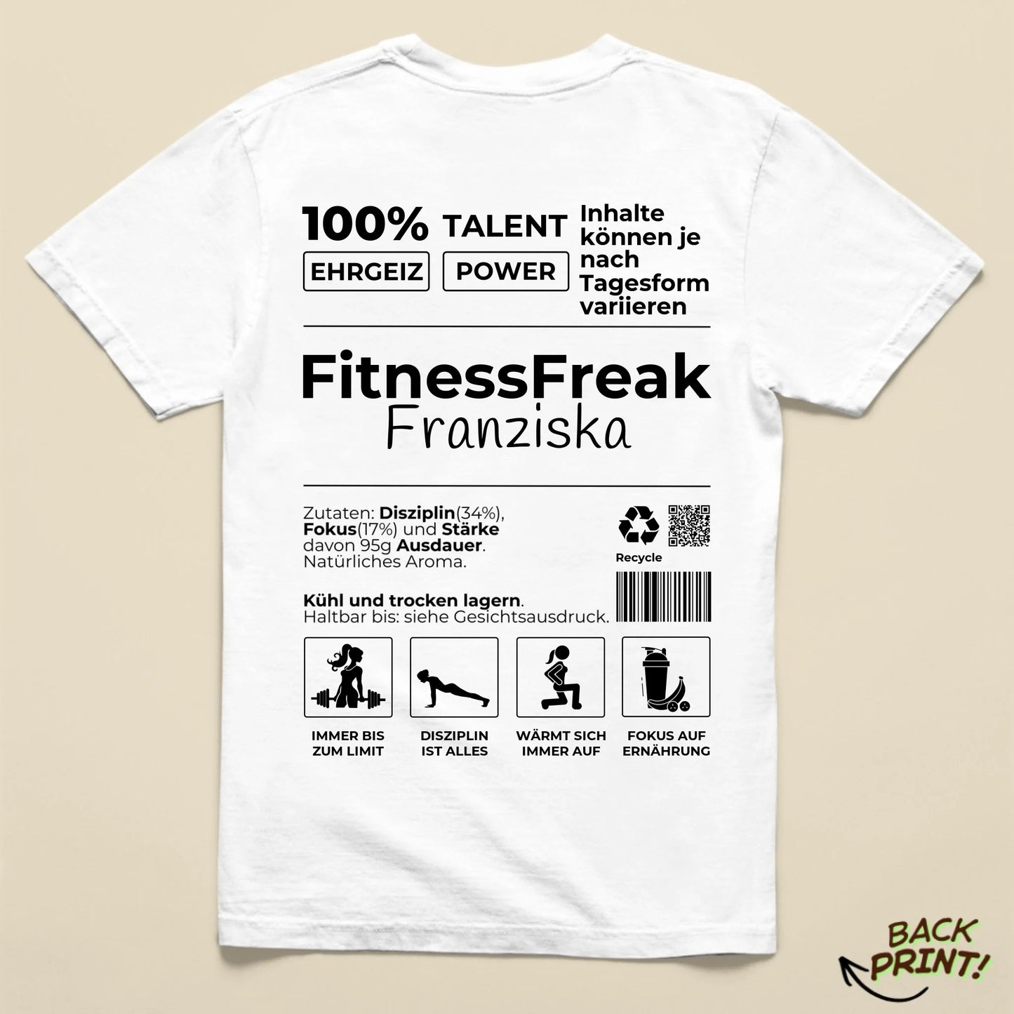 Personalisiertes "FitnessFreak" T-Shirt für Frauen