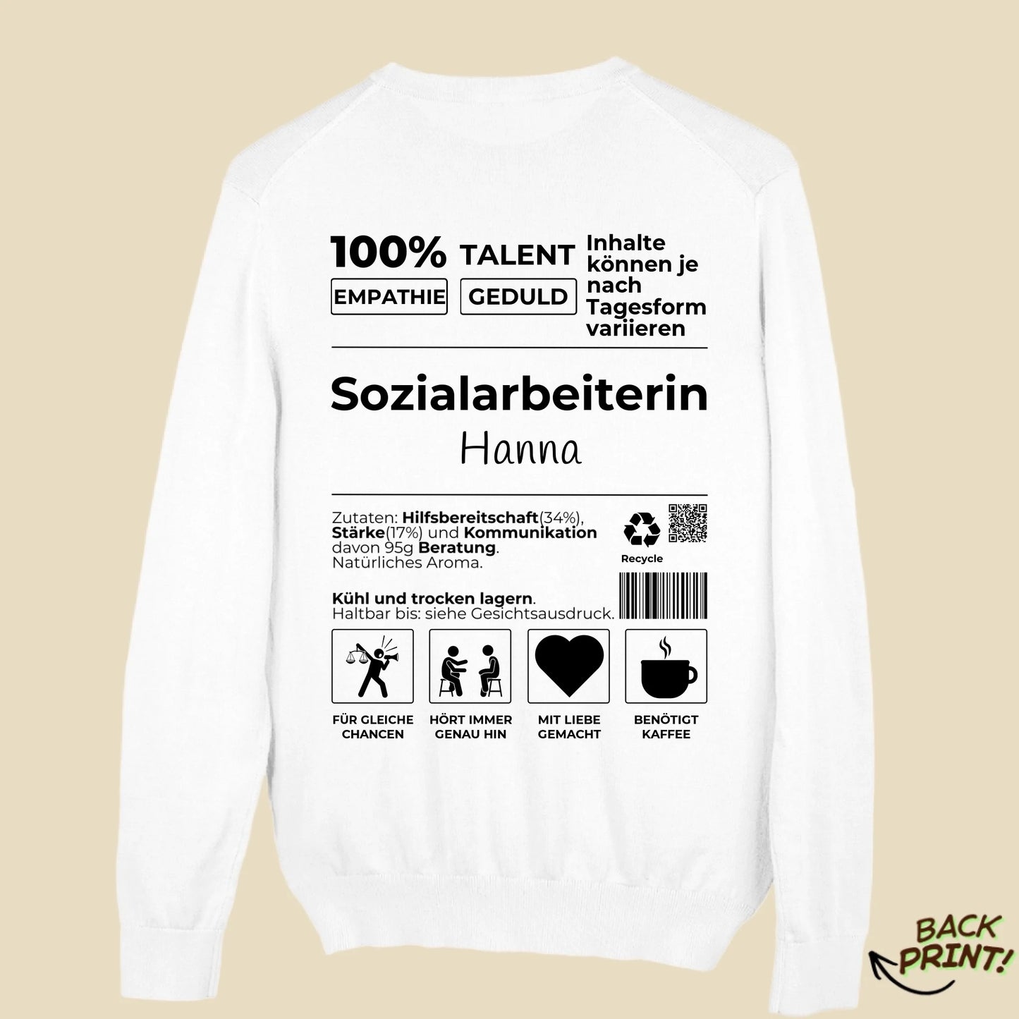 Personalisierter "Sozialarbeiterin" Sweater