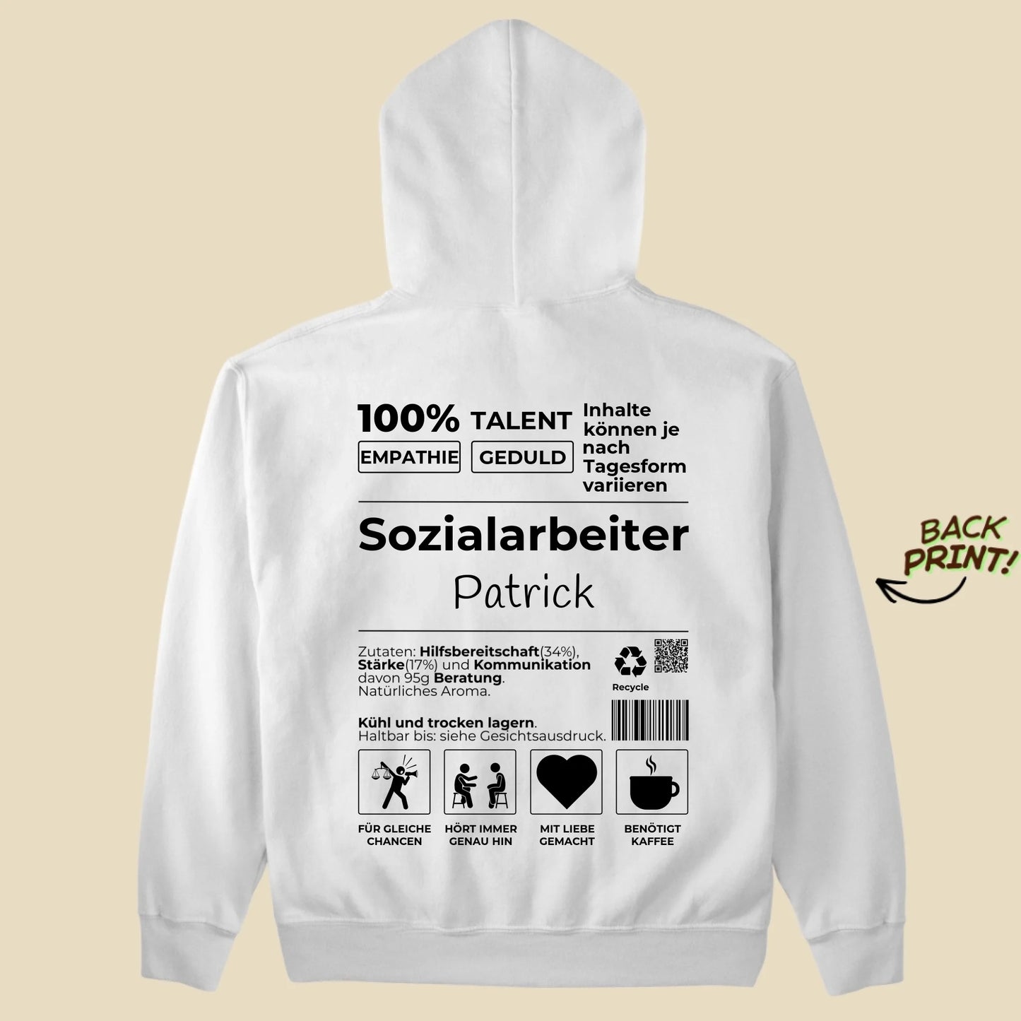 Personalisierter "Sozialarbeiter" Hoodie