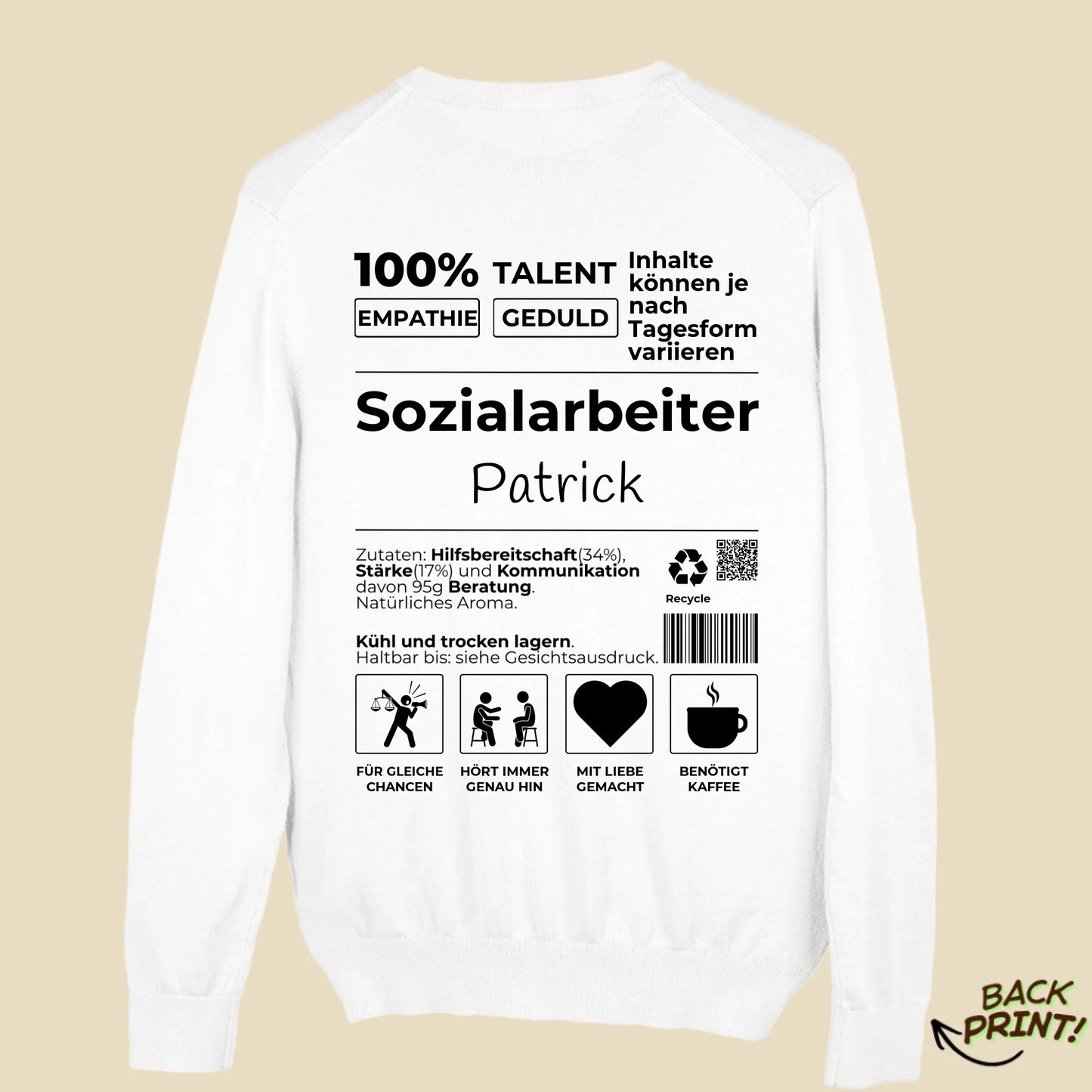 Personalisierter "Sozialarbeiter" Sweater