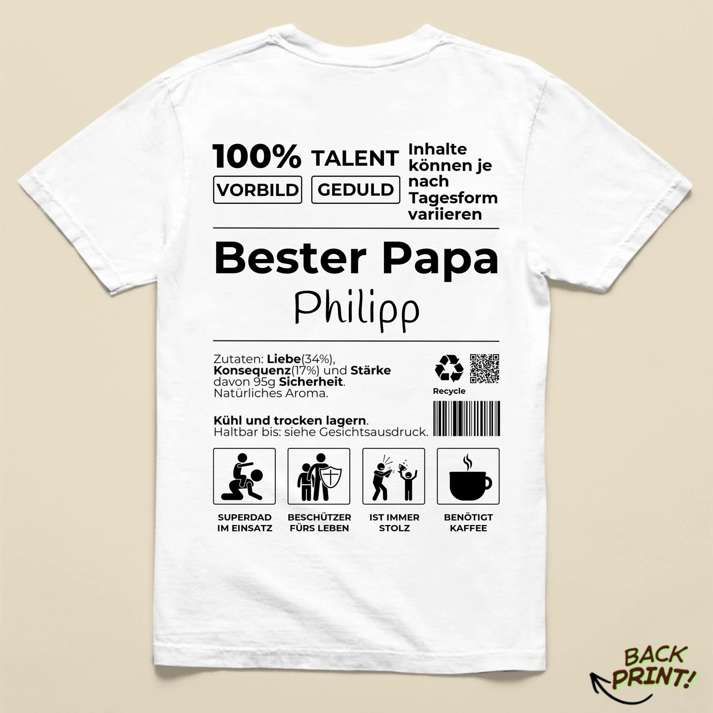 Personalisiertes "Bester Papa" T-Shirt
