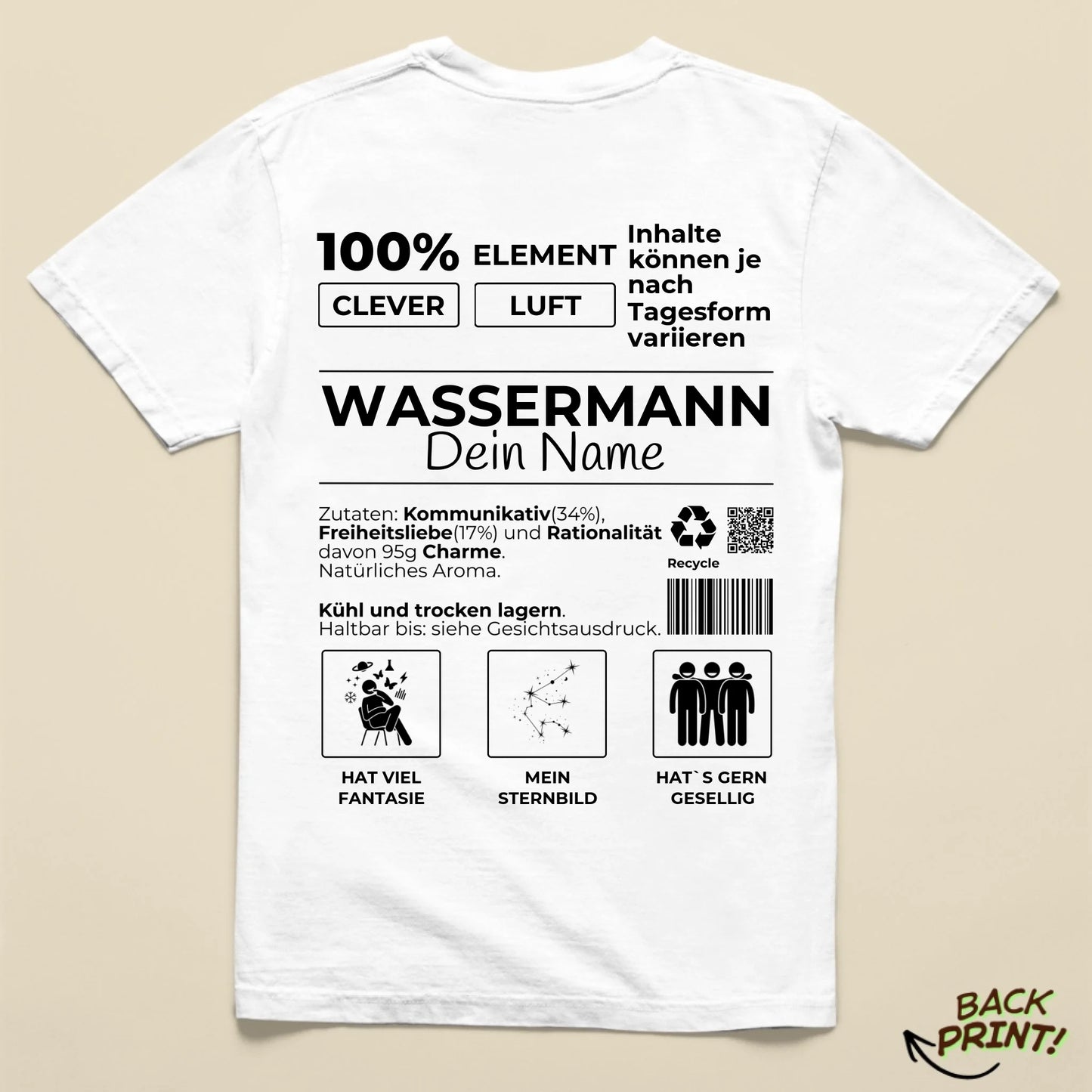 Personalisiertes "Sternzeichen Wassermann" T-Shirt