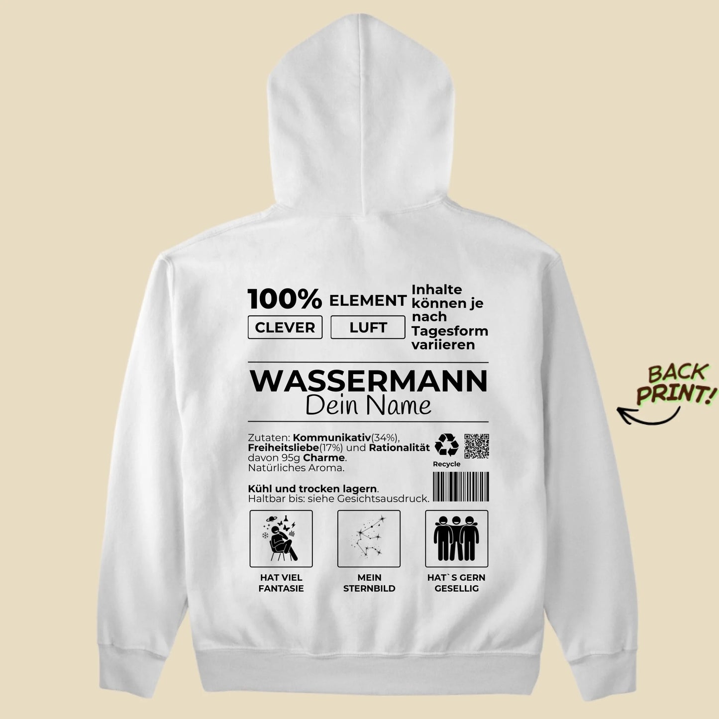 Personalisierter "Sternzeichen Wassermann" Hoodie