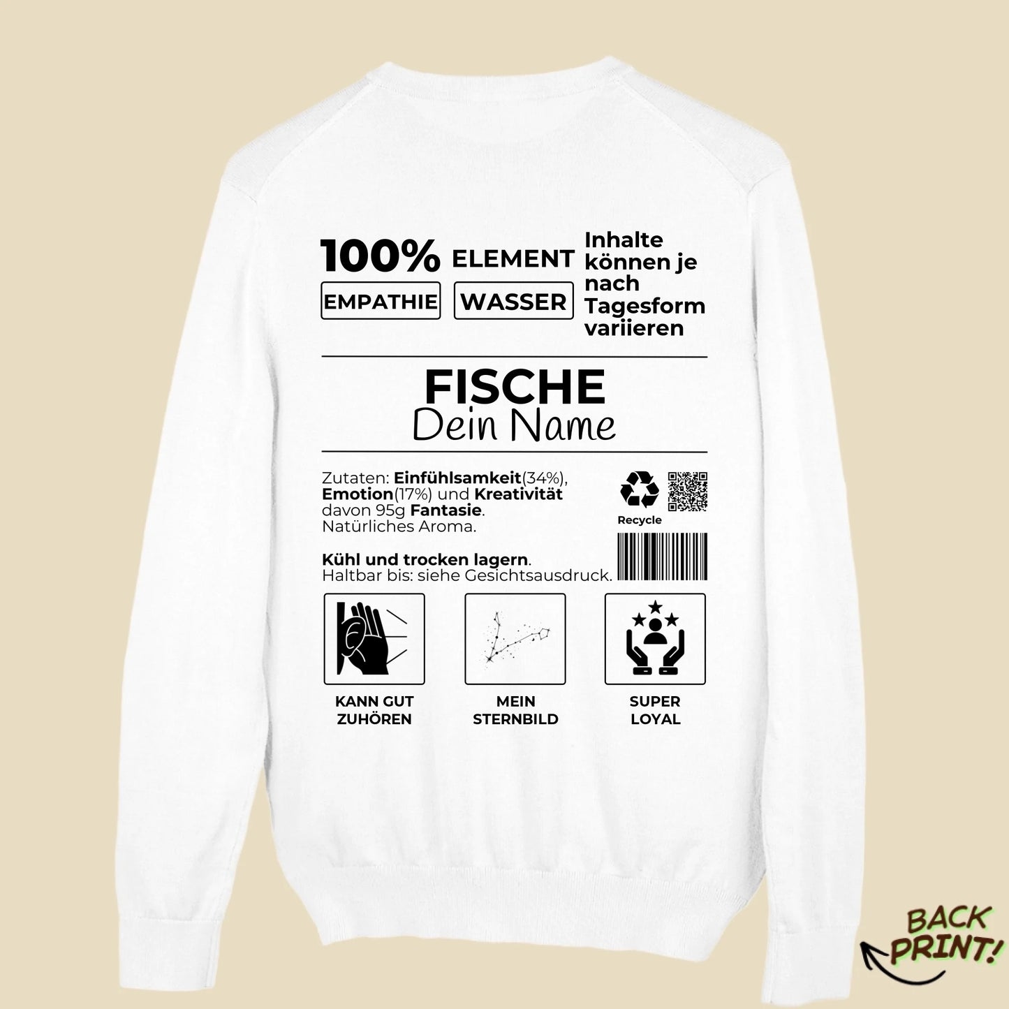 Personalisierter "Sternzeichen Fische" Sweater
