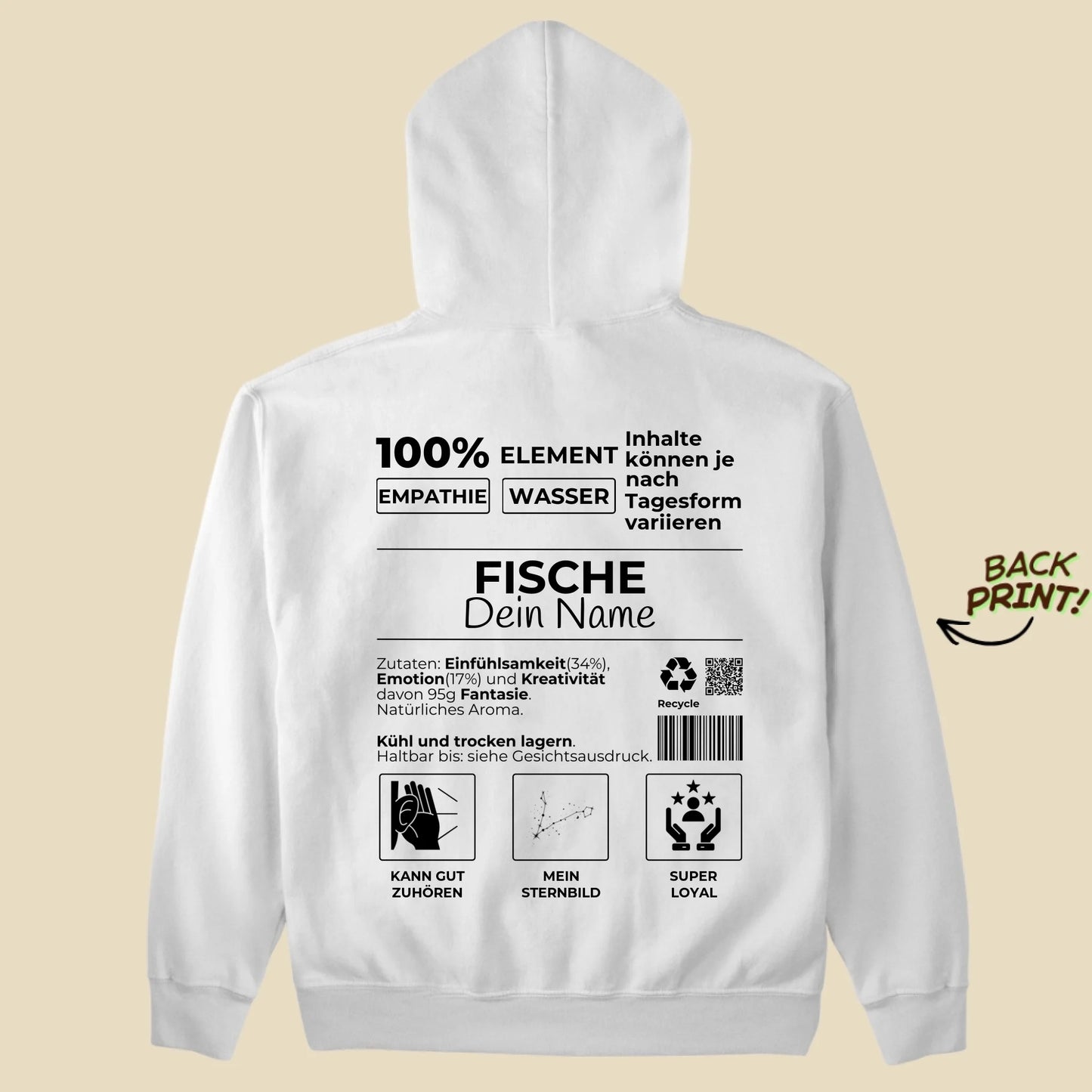 Personalisierter "Sternzeichen Fische" Hoodie