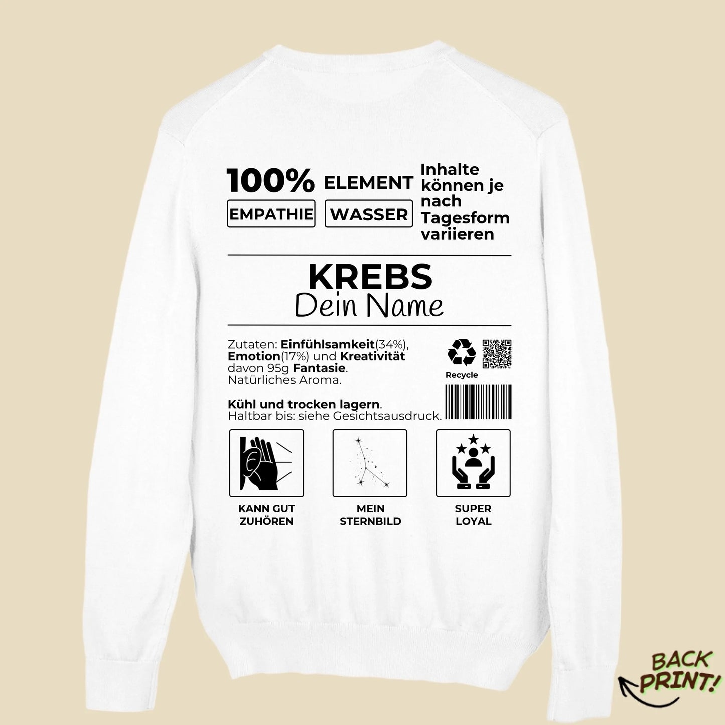 Personalisierter "Sternzeichen Krebs" Sweater