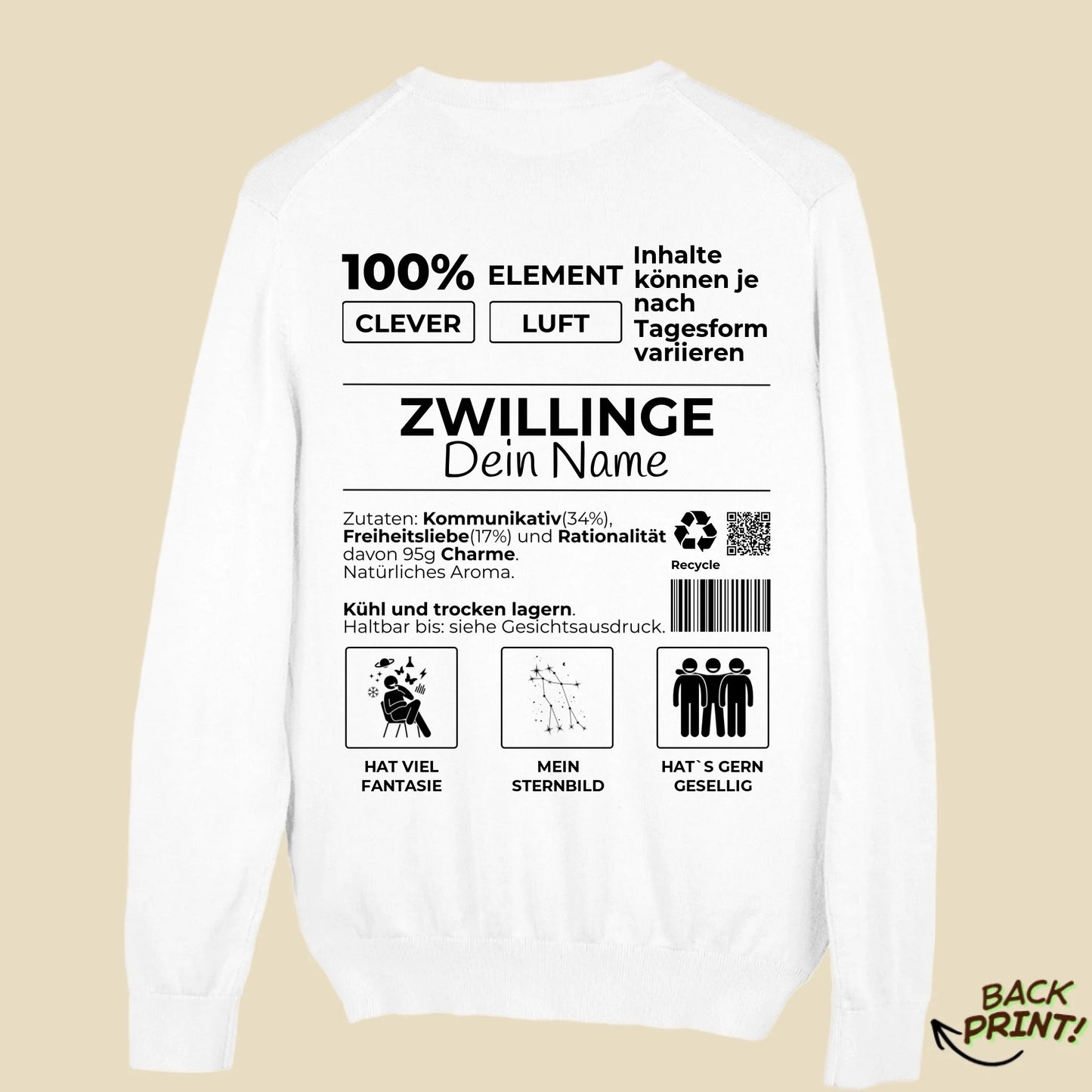 Personalisierter "Sternzeichen Zwillinge" Sweater