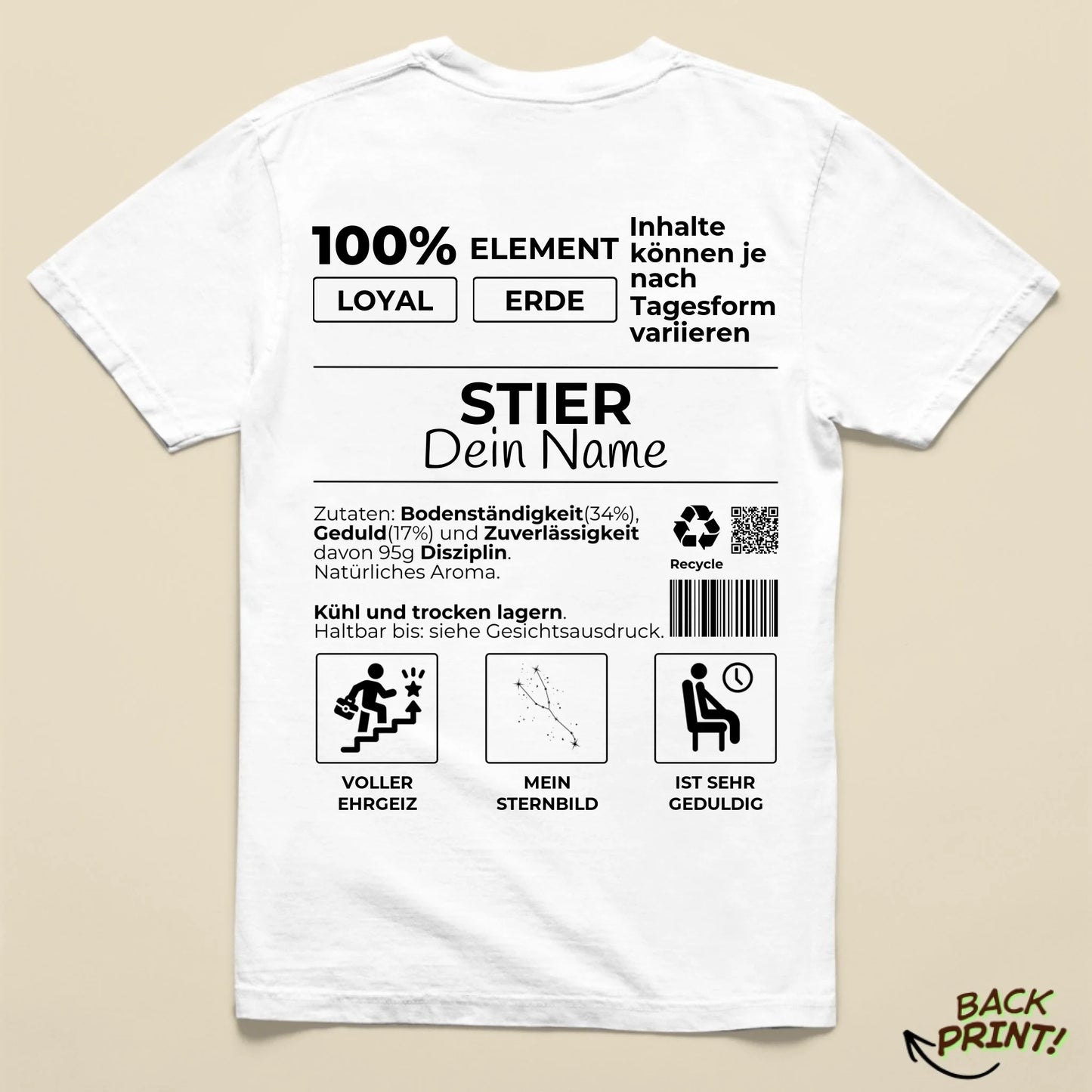 Personalisiertes "Sternzeichen Stier" T-Shirt