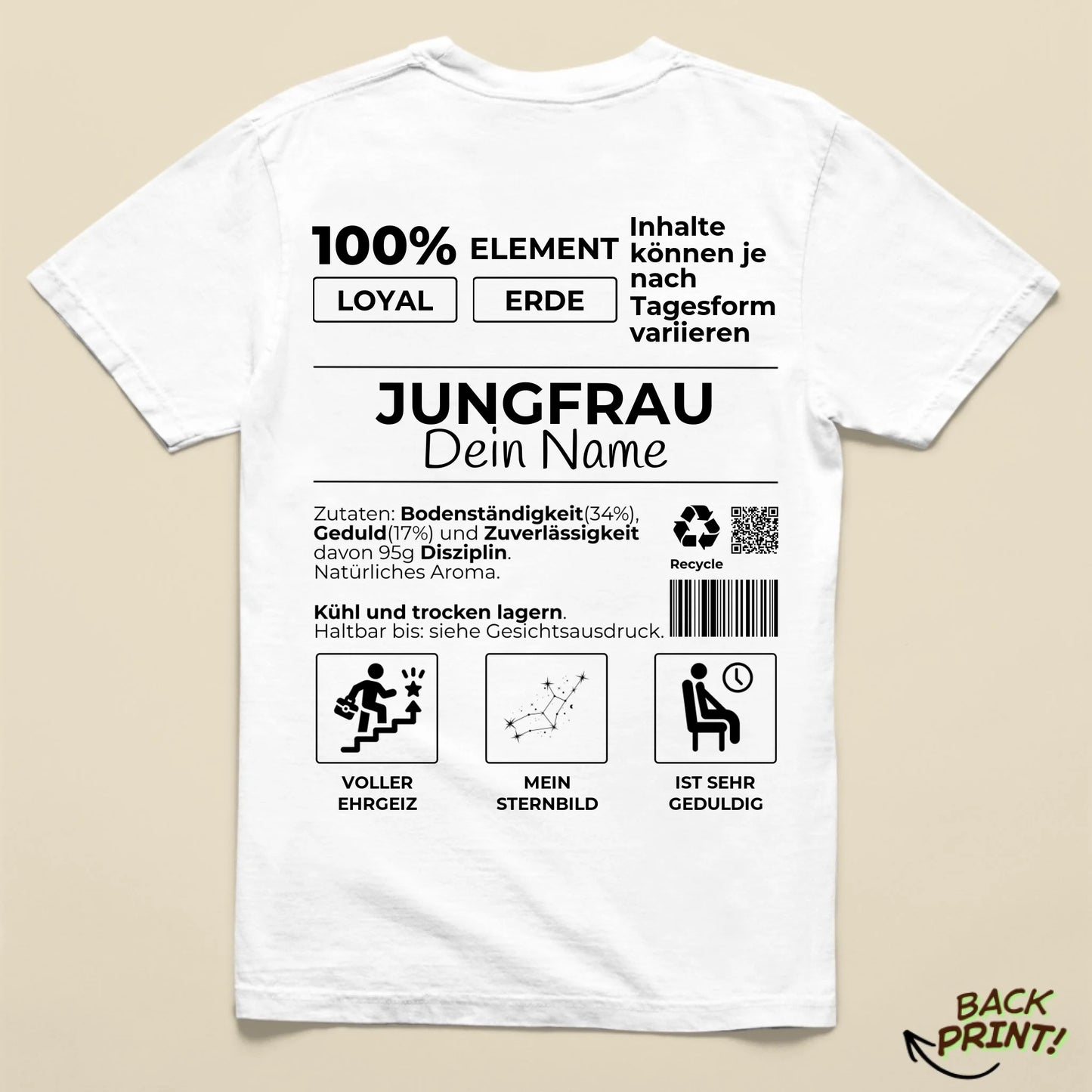 Personalisiertes "Sternzeichen Jungfrau" T-Shirt