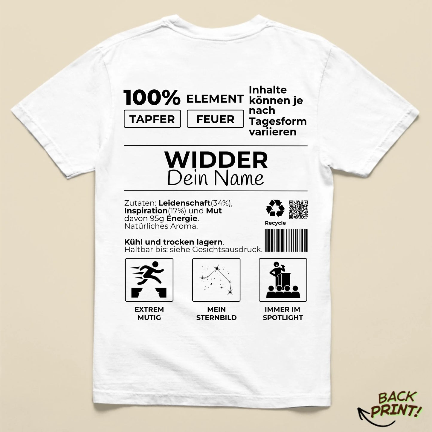 Personalisiertes "Sternzeichen Widder" T-Shirt