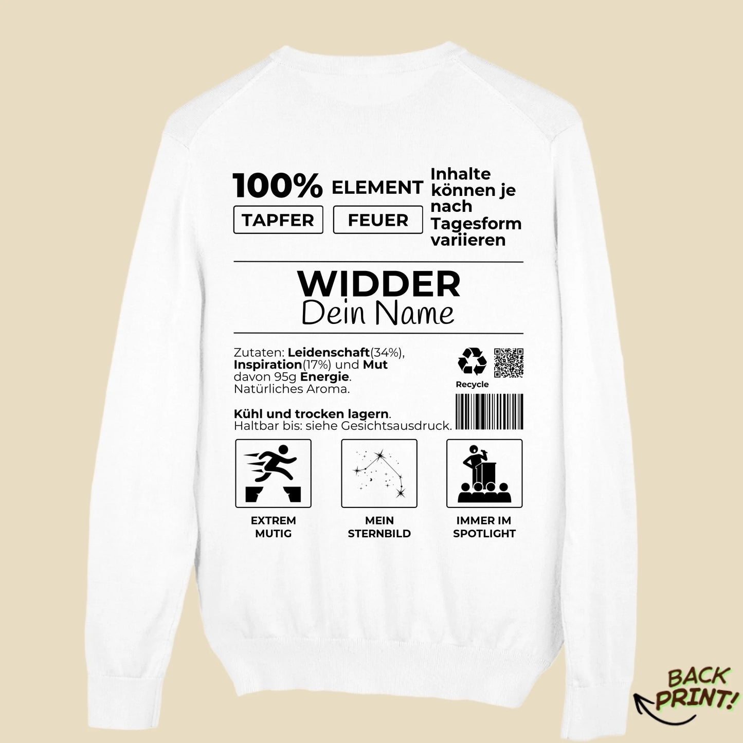 Personalisierter "Sternzeichen Widder" Sweater