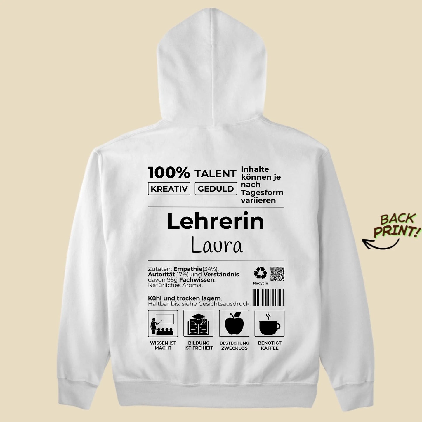 Personalisierter "Lehrerin" Hoodie
