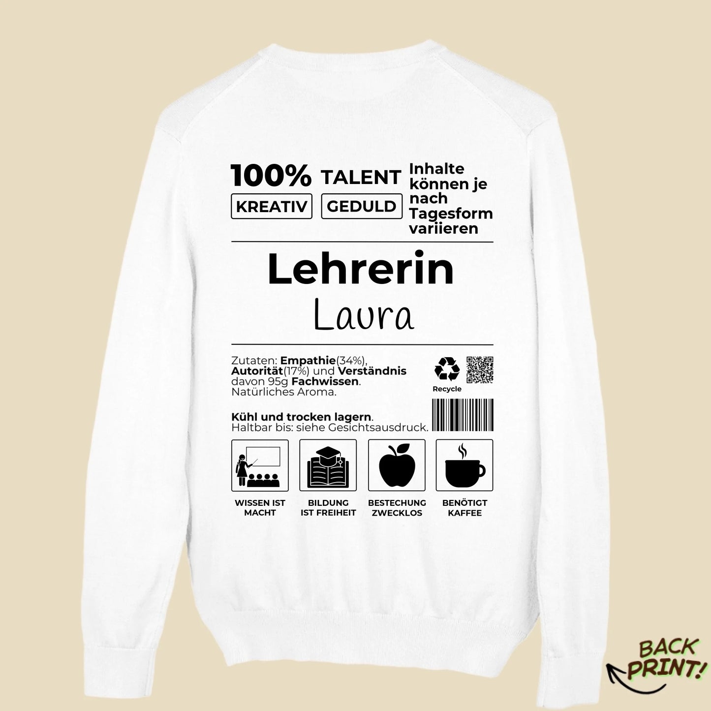 Personalisierter "Lehrerin" Sweater