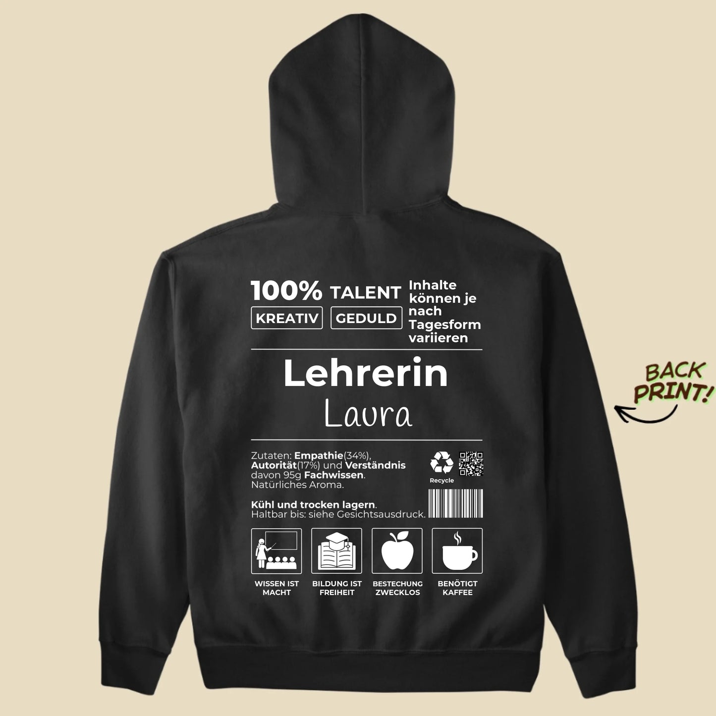 Personalisierter "Lehrerin" Hoodie