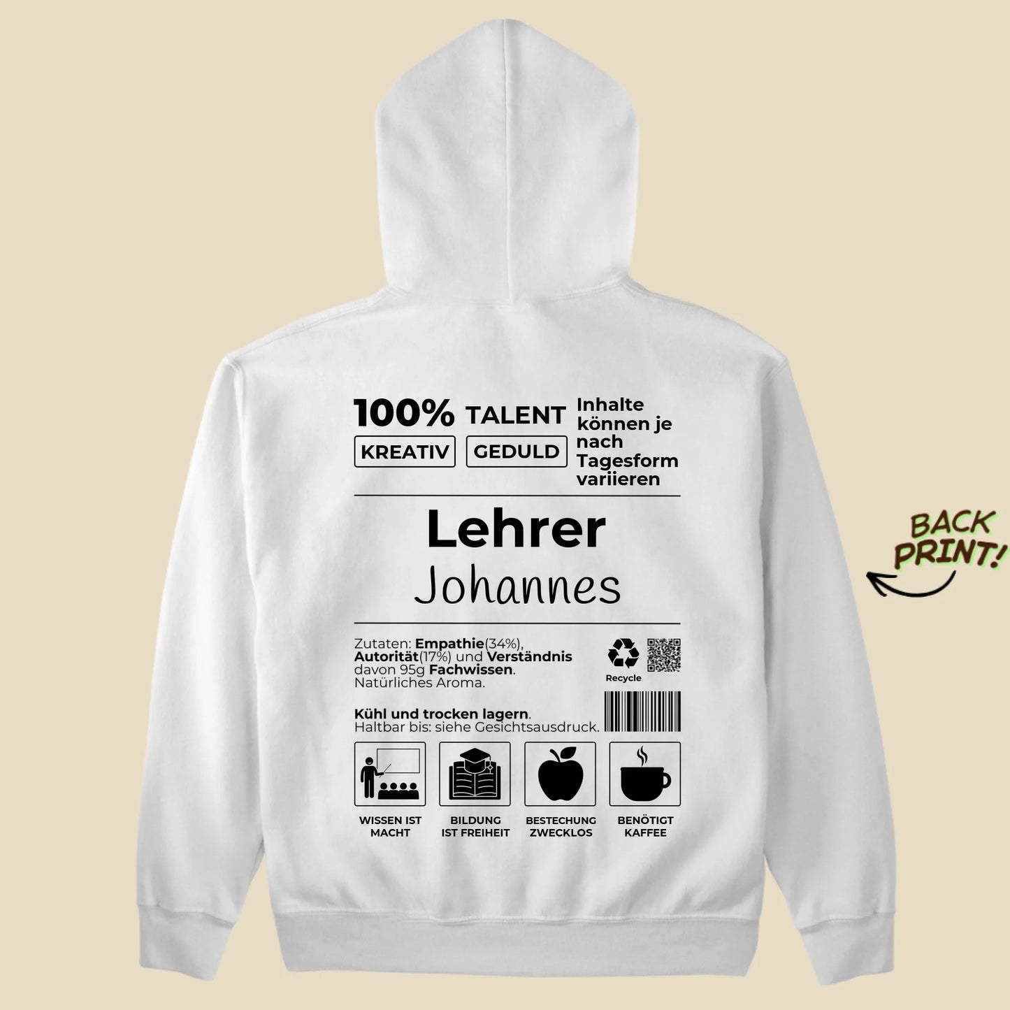 Personalisierter "Lehrer" Hoodie