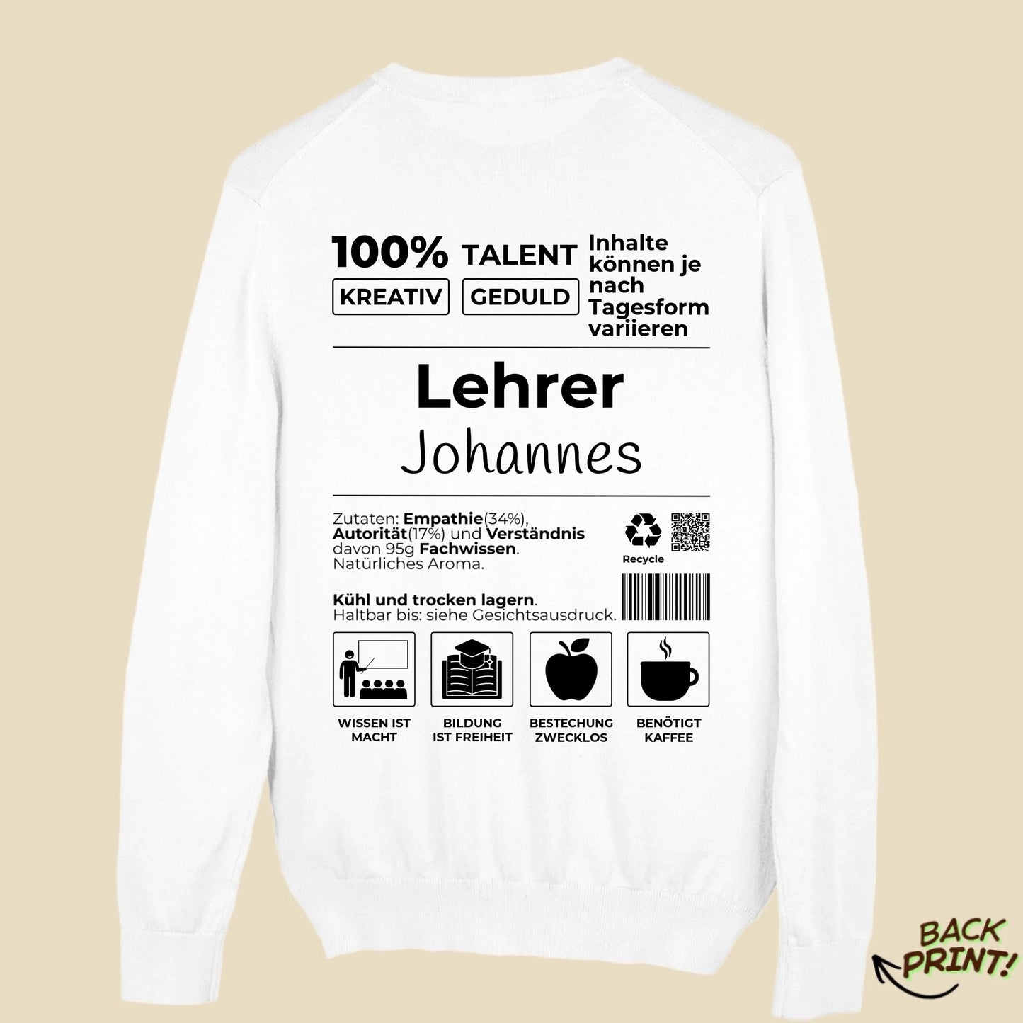 Personalisierter "Lehrer" Sweater