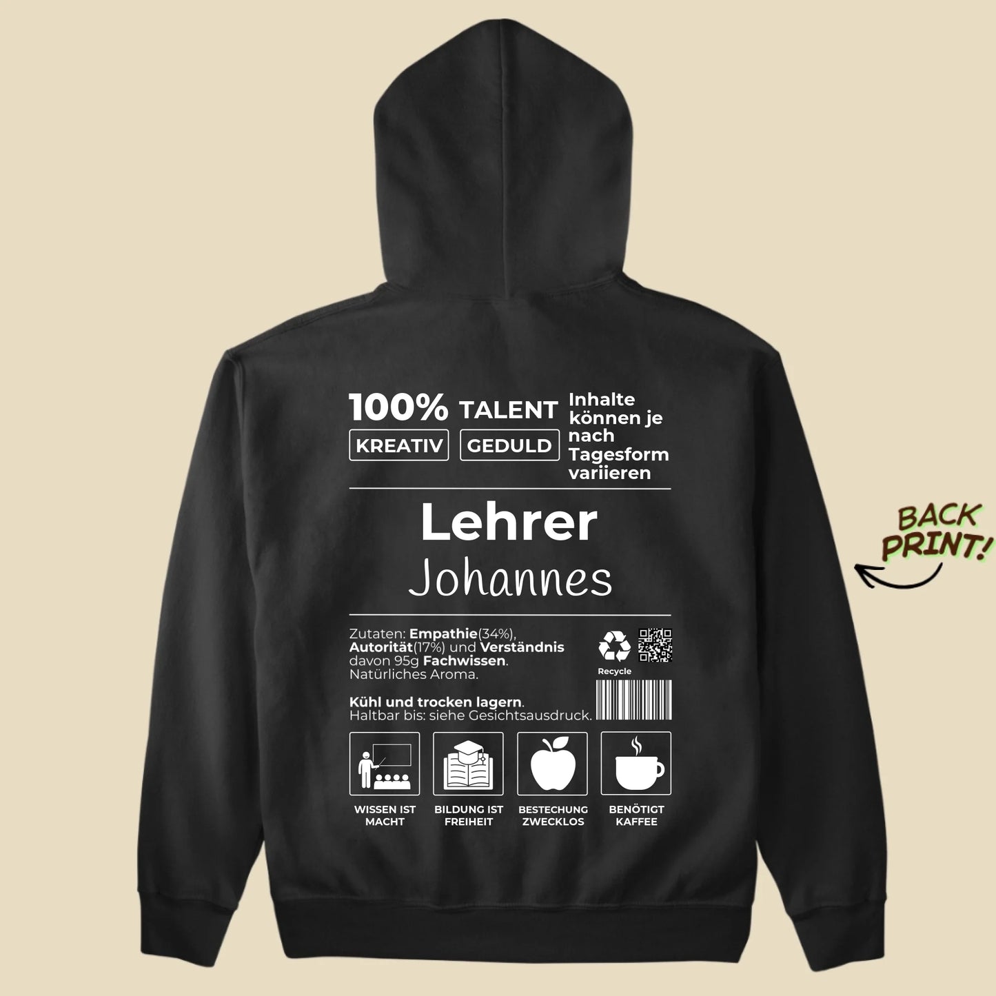 Personalisierter "Lehrer" Hoodie