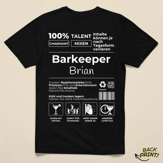 Personalisiertes "Barkeeper" T-Shirt