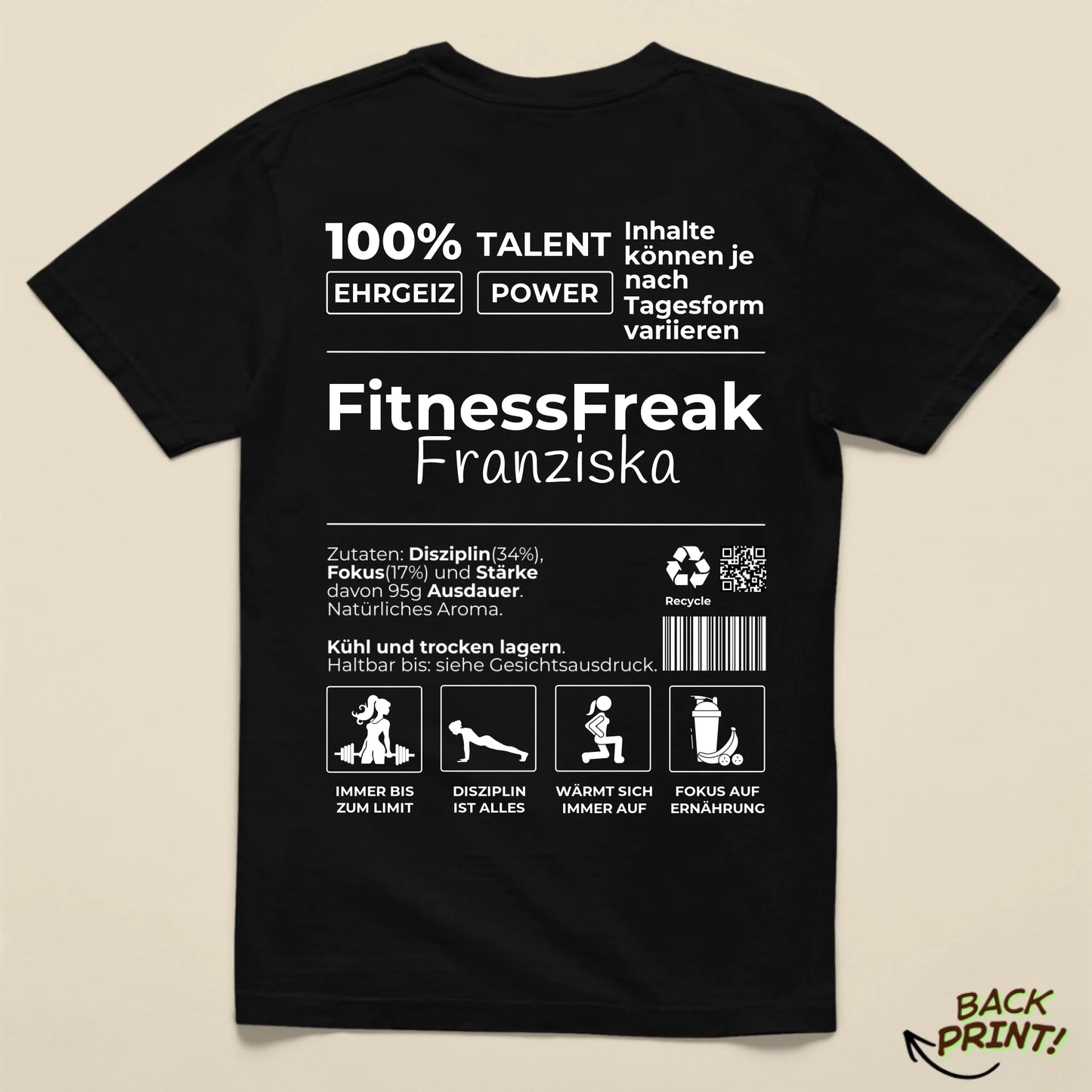 Personalisiertes "FitnessFreak" T-Shirt für Frauen