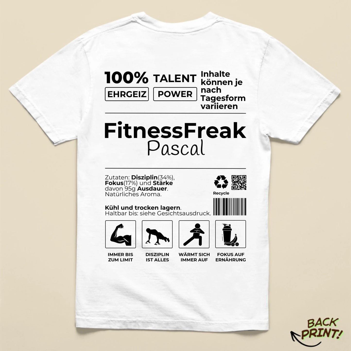Personalisiertes "FitnessFreak" T-Shirt