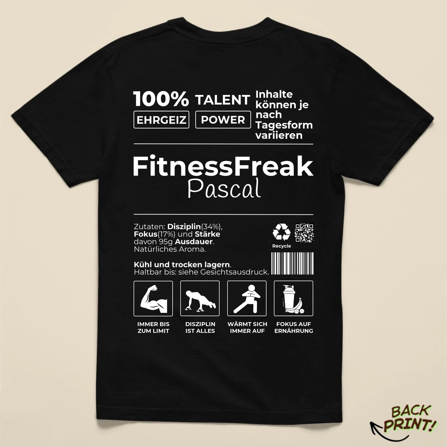 Personalisiertes "FitnessFreak" T-Shirt