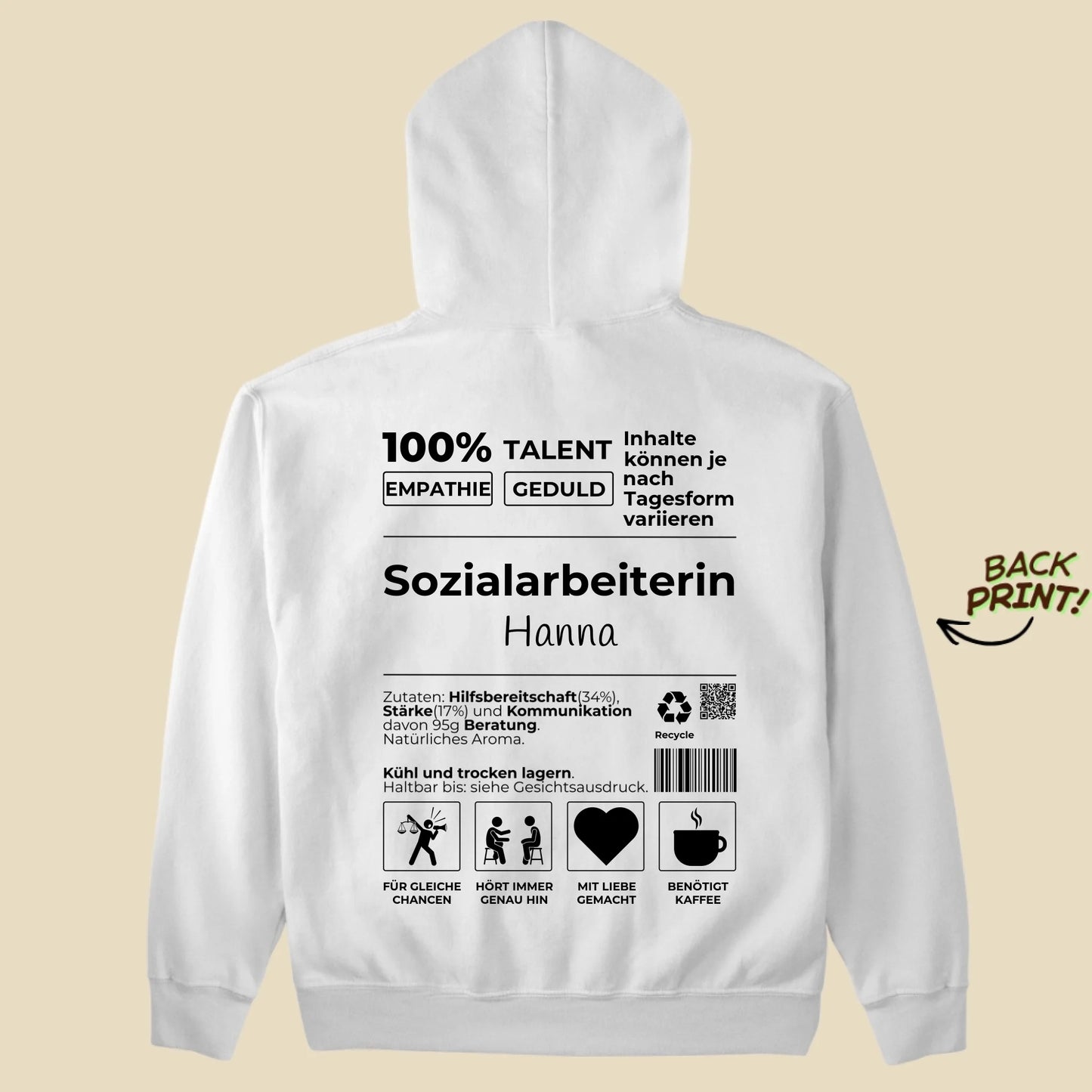Personalisierter "Sozialarbeiterin" Hoodie