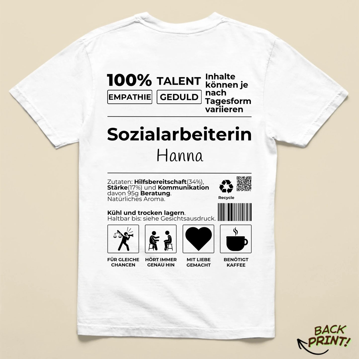 Personalisiertes "Sozialarbeiterin" T-Shirt