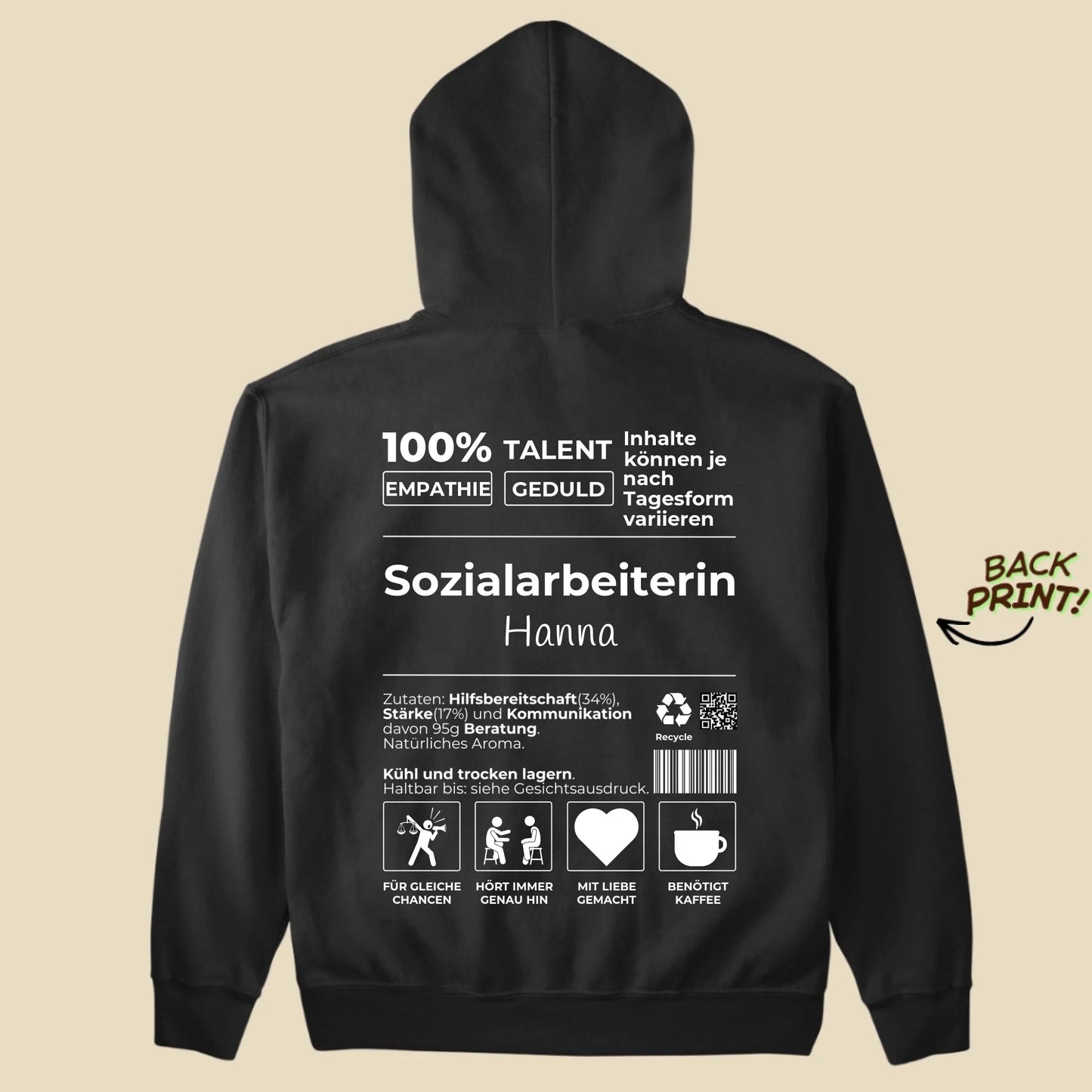 Personalisierter "Sozialarbeiterin" Hoodie