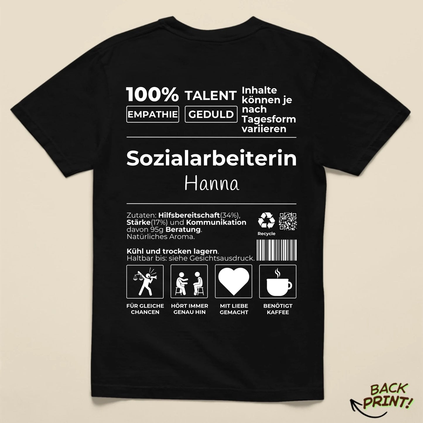 Personalisiertes "Sozialarbeiterin" T-Shirt