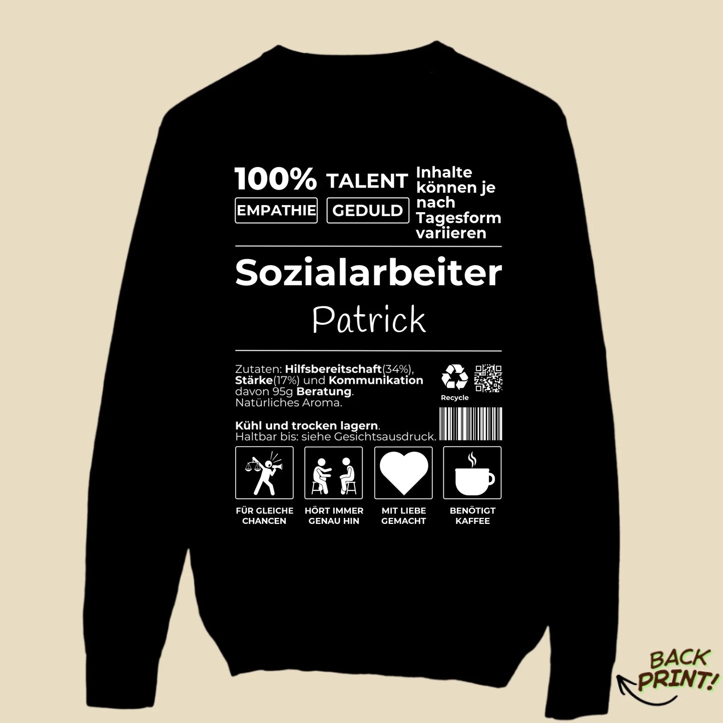 Personalisierter "Sozialarbeiter" Sweater