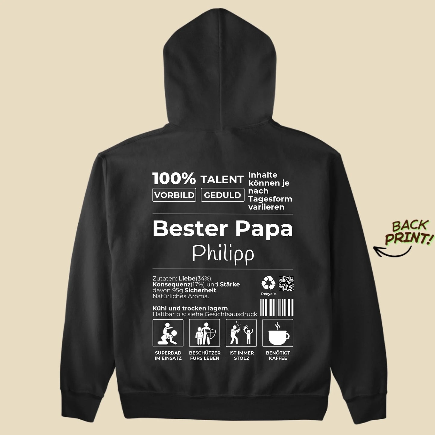 Personalisierter "Bester Papa" Hoodie