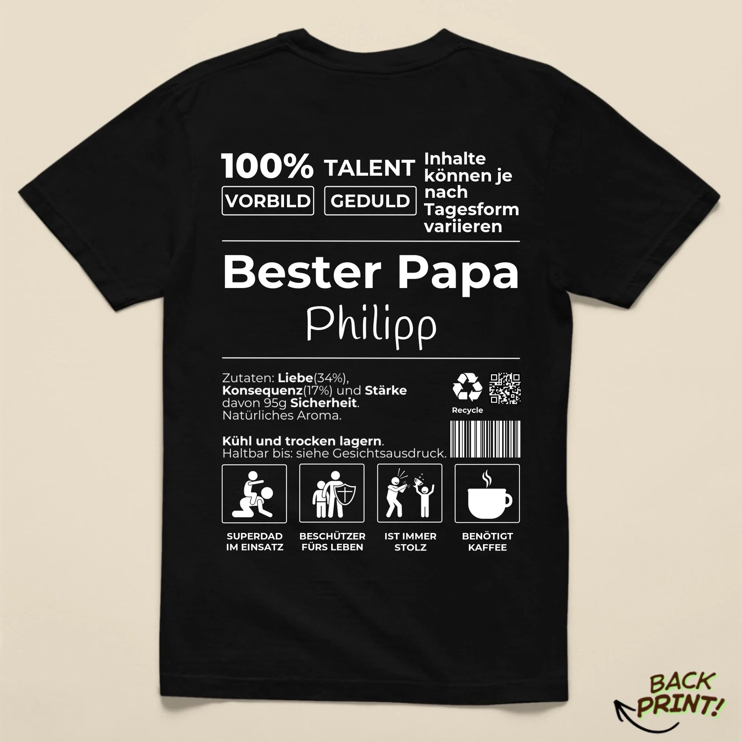 Personalisiertes "Bester Papa" T-Shirt