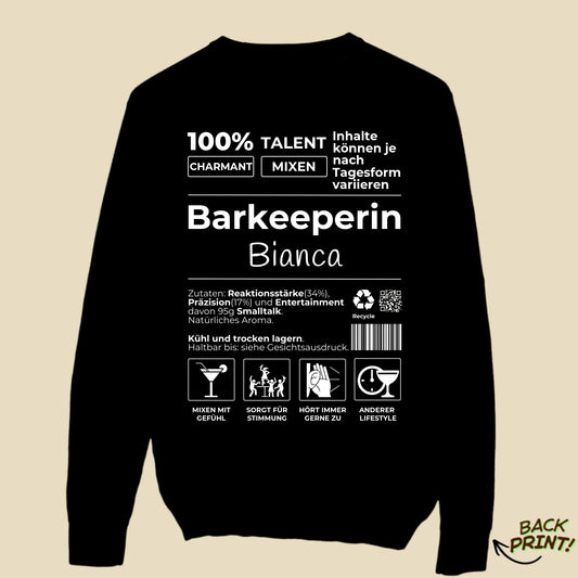 Personalisierter "Barkeeperin" Sweater