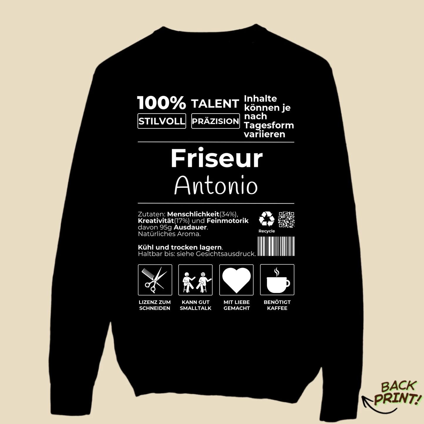 Personalisierter "Friseur" Sweater