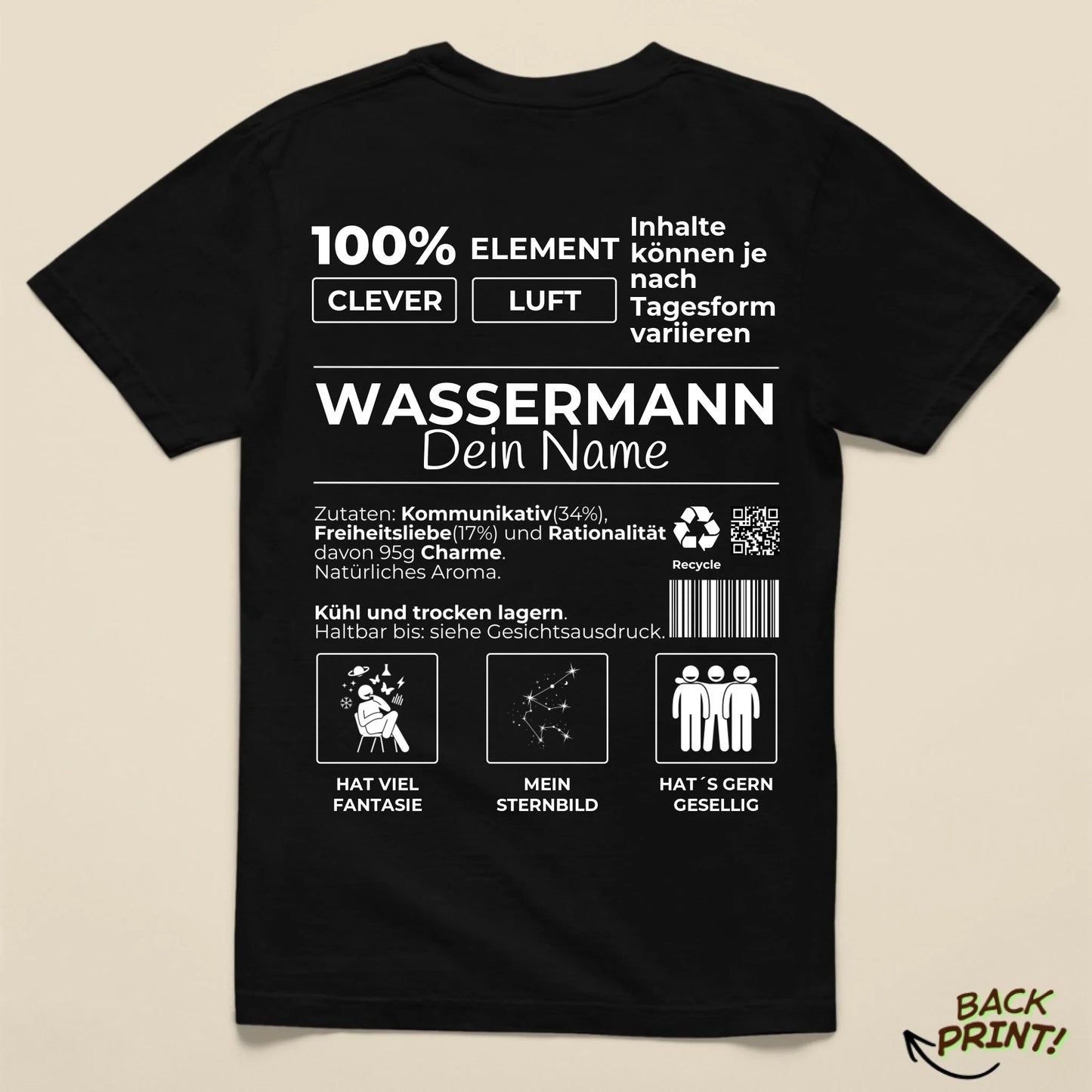Personalisiertes "Sternzeichen Wassermann" T-Shirt