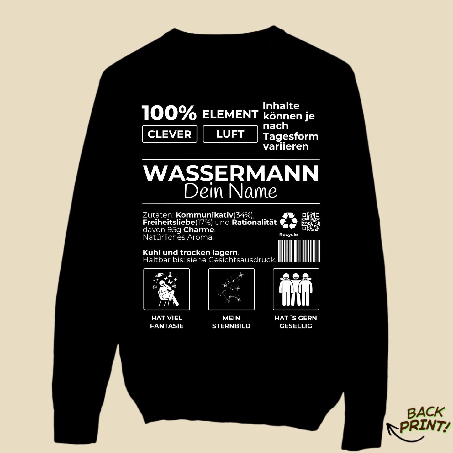 Personalisierter "Sternzeichen Wassermann" Sweater