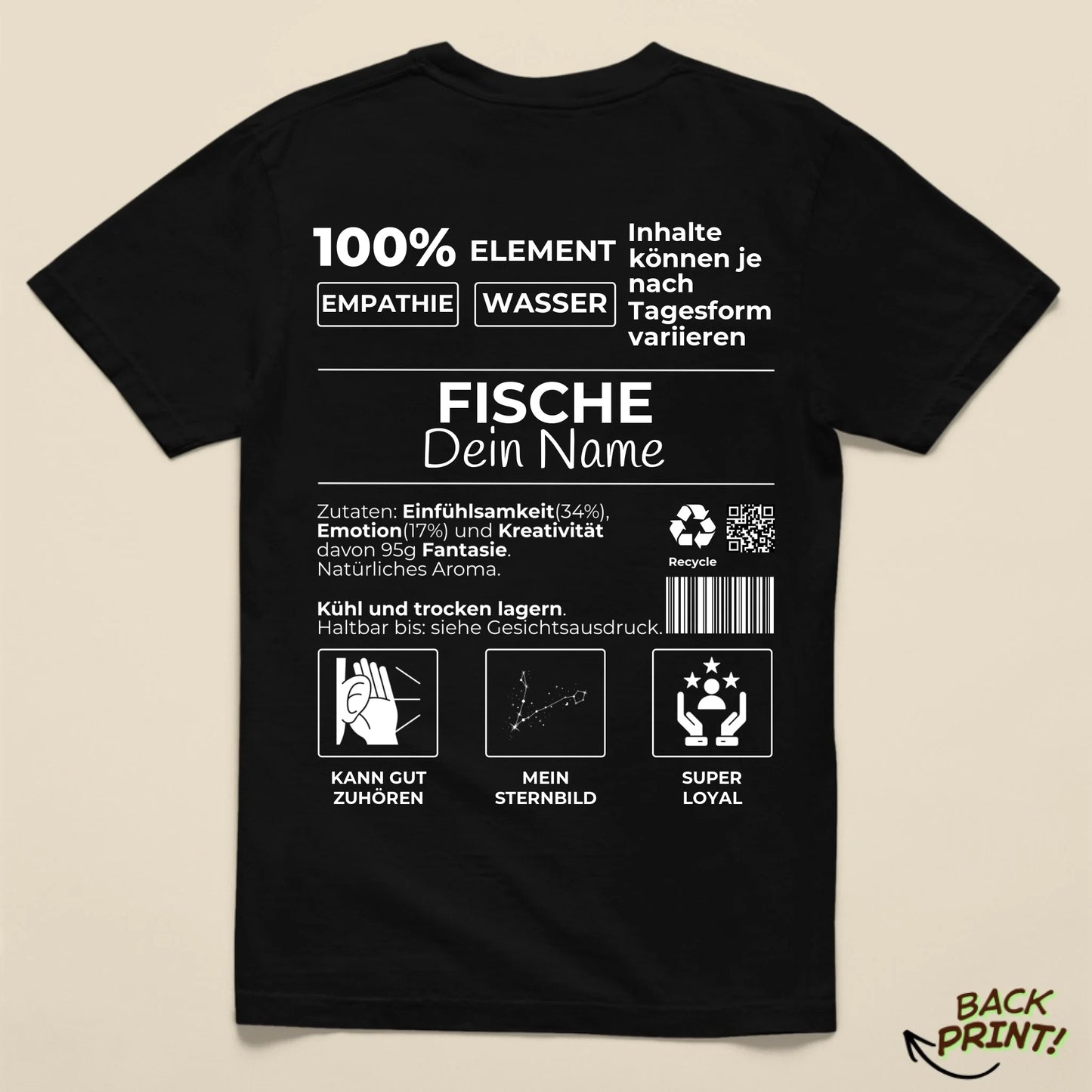 Personalisiertes "Sternzeichen Fische" T-Shirt
