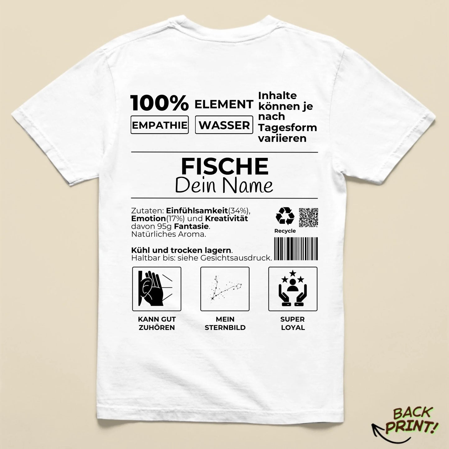 Personalisiertes "Sternzeichen Fische" T-Shirt