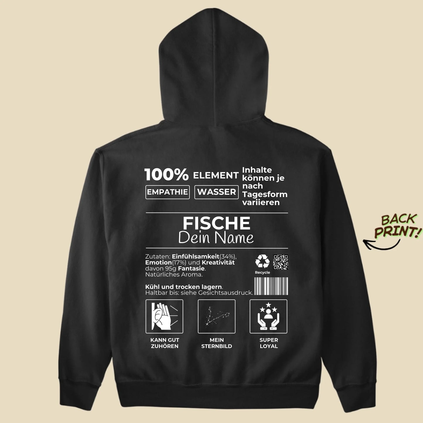 Personalisierter "Sternzeichen Fische" Hoodie