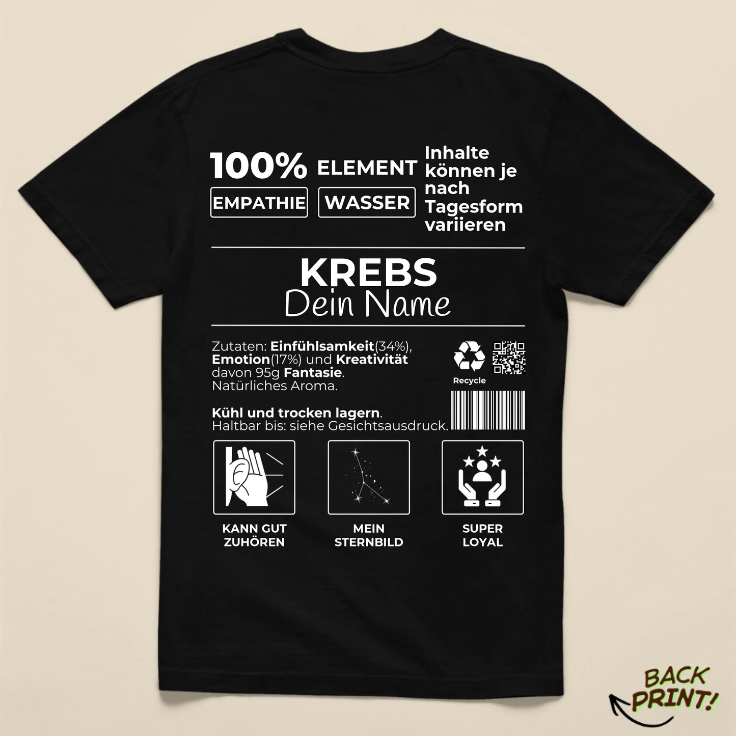 Personalisiertes "Sternzeichen Krebs" T-Shirt