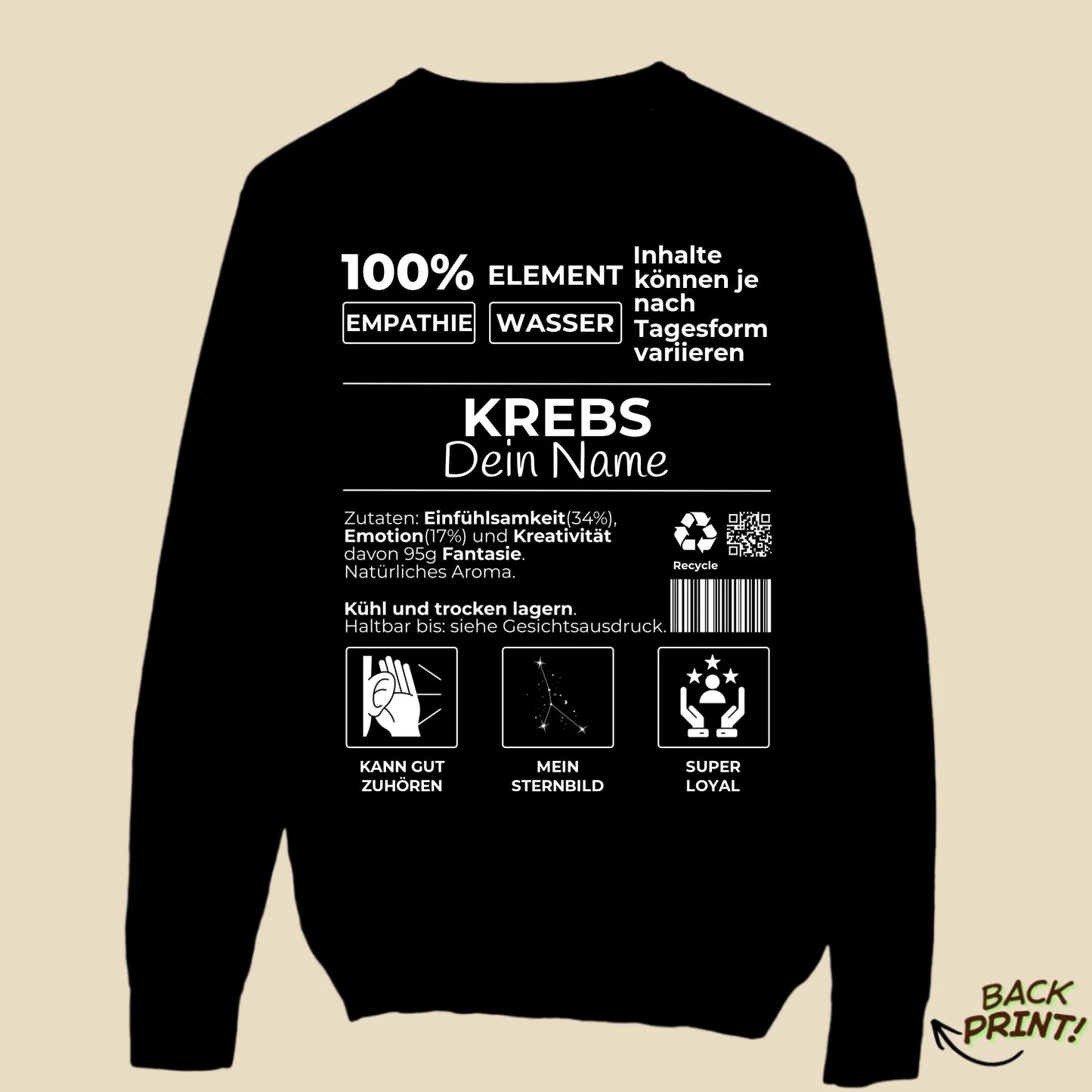 Personalisierter "Sternzeichen Krebs" Sweater