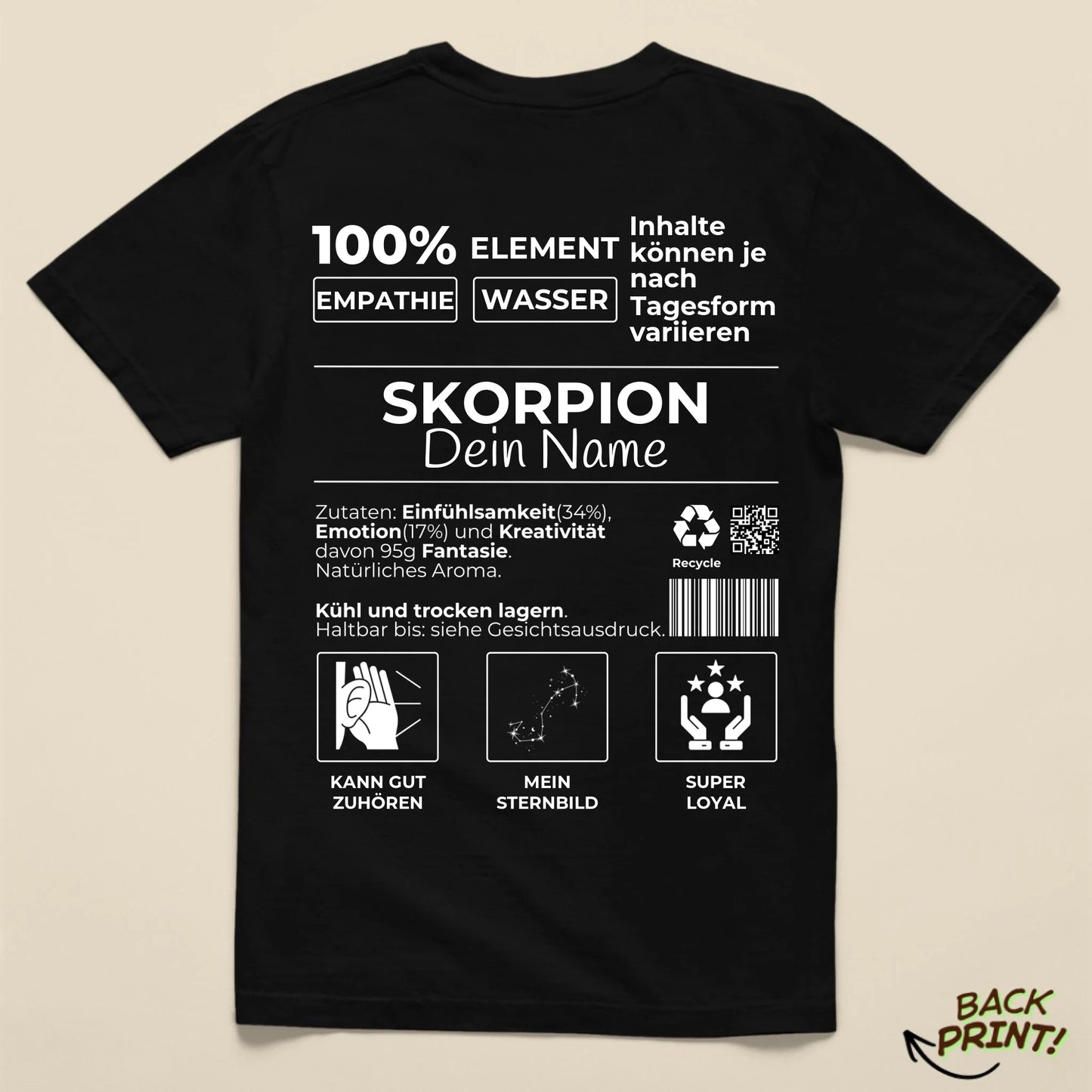 Personalisiertes "Sternzeichen Skorpion" T-Shirt