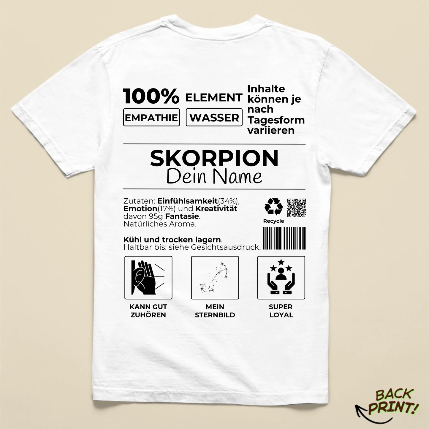 Personalisiertes "Sternzeichen Skorpion" T-Shirt