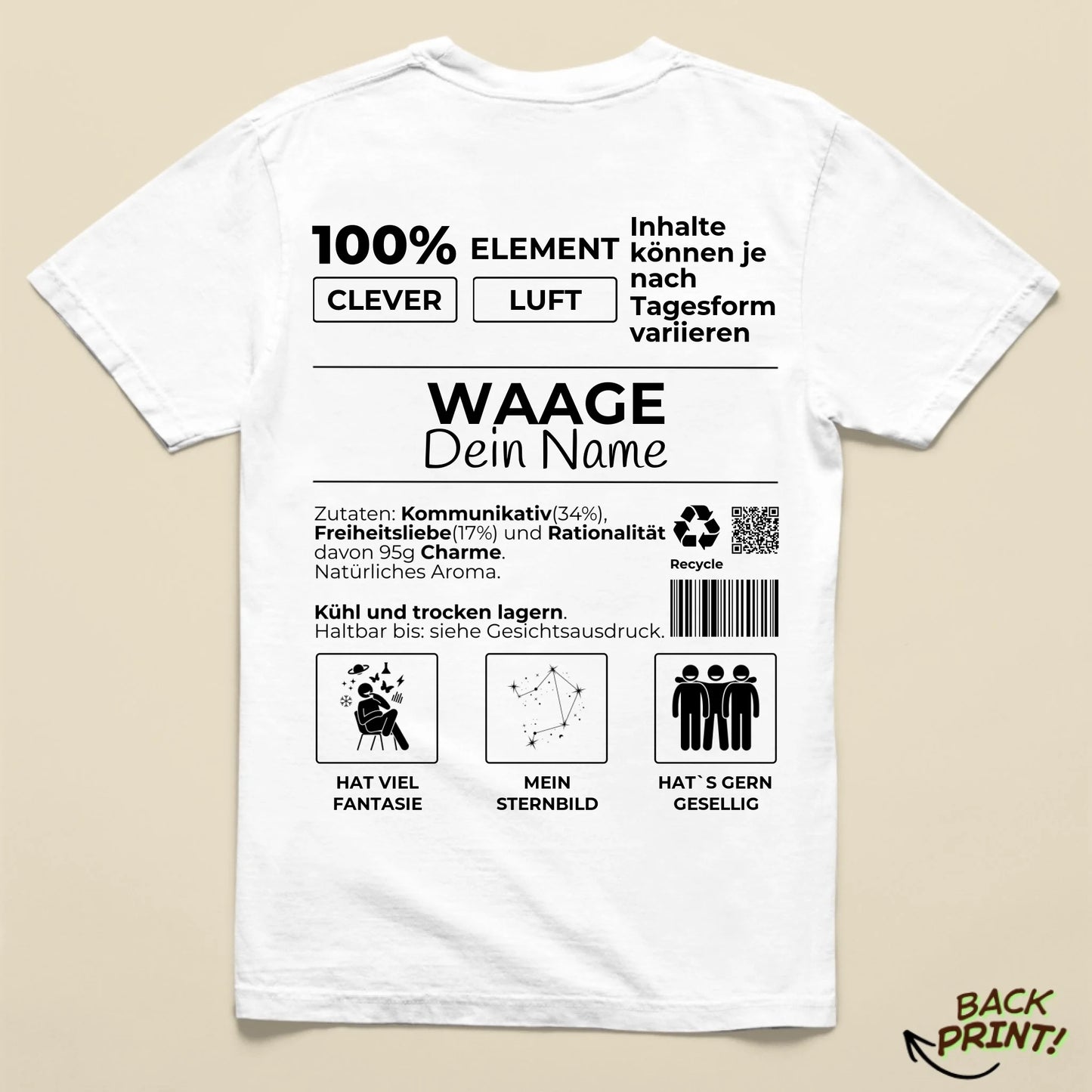 Personalisiertes "Sternzeichen Waage" T-Shirt