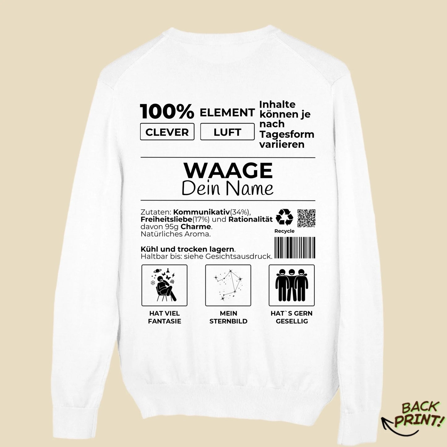 Personalisierter "Sternzeichen Waage" Sweater