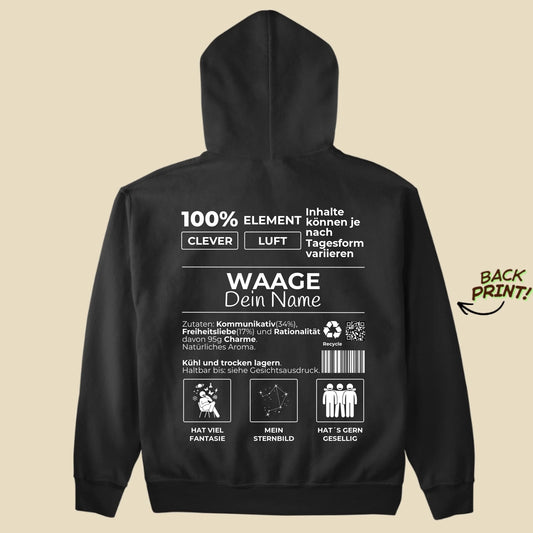 Personalisierter "Sternzeichen Waage" Hoodie
