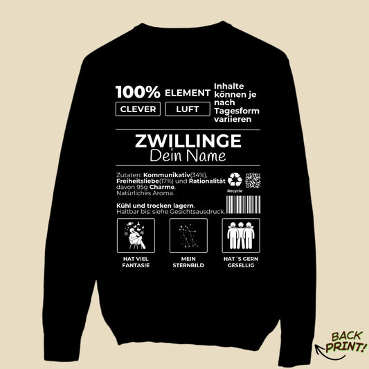 Personalisierter "Sternzeichen Zwillinge" Sweater