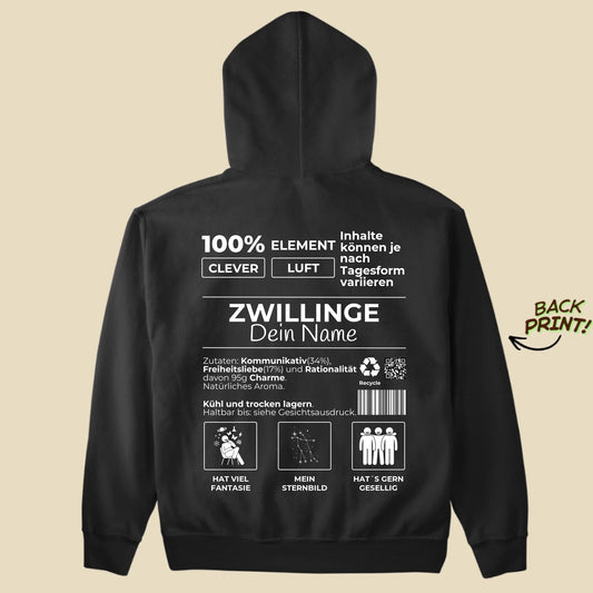Personalisierter "Sternzeichen Zwillinge" Hoodie